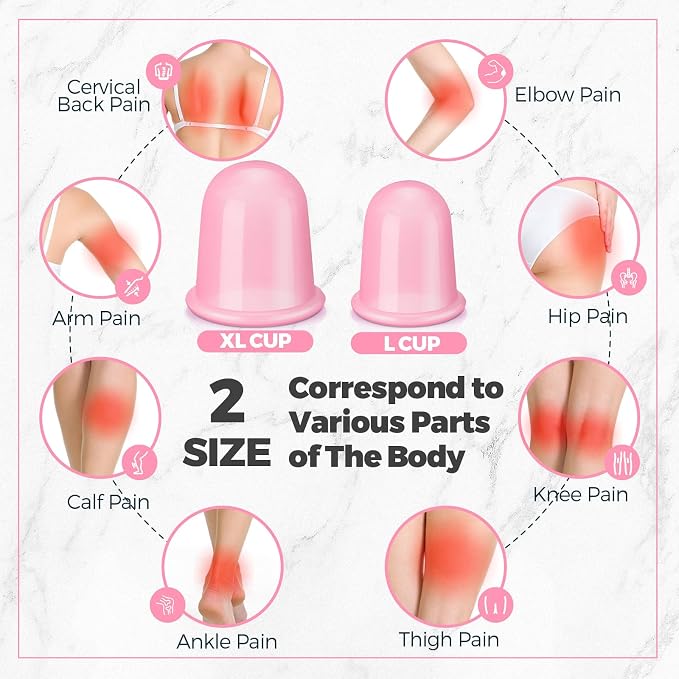 TrelaCo 12 Pcs 2 Size Cupping Therapy Set Silicone Anti Cellulite Cupping Kit for Massage Therapy Set Vacuum Suction Cup for Arthritis Relief, Pain Reduction Adults Home Use (Pink)