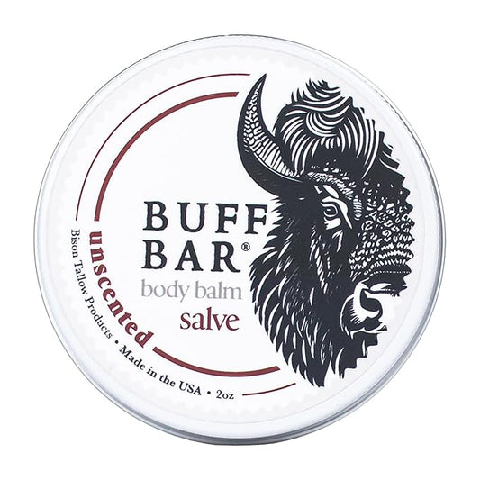 BUFF BAR Pure Bison Tallow Salve, Unscented, 1 Pack - No Irritating Ingredients, Simple & Clean, Body Butter, Full Body Hydration, Replaces Lotion, For Cracked, Dry, Itchy, Irritated Skin