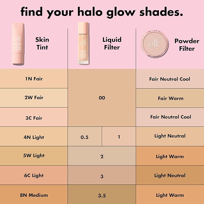 e.l.f. Halo Glow Liquid Filter, Complexion Booster For A Glowing, Soft-Focus Look, Infused With Hyaluronic Acid, Vegan & Cruelty-Free, 2 Fair/Light