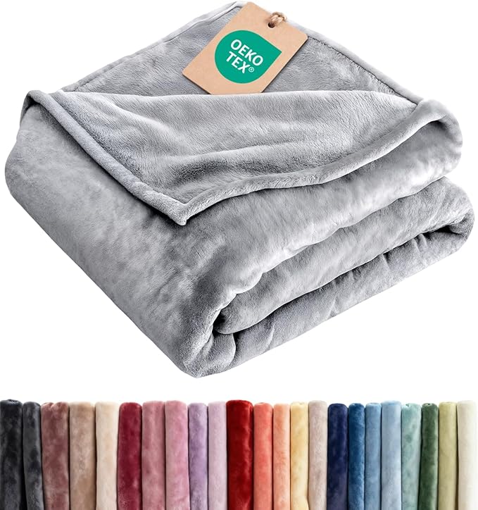 Fleece Blanket Twin Size - Ultra-Soft Warm Flannel Fleece Blanket - Grey | Soft, Warm, Outdoor Picnic Blanket for Camping, Travel, Lightweight, Cozy, Anti-Static, Home Decor Gifts for Men & Women