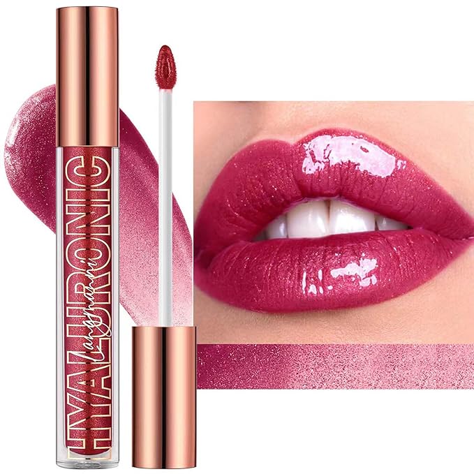 Rose Red Lip Gloss Lip Plumper Gloss Tinted Glitter Lipgloss Lip Oil Teens Moisturizing Lipstick Lip Balm High Shine And Vegan Plumping Lip Gloss For Women Girls Long-Lasting Dry Lip Care(08#)