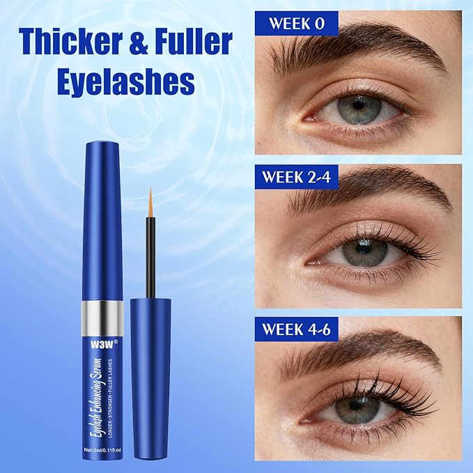 W3W Eyelash Growth Serum for Boost,Lash Growth Serum Advanced Formula for Longer, Fuller, and Thicker Lashes, 3 ML (Blue)