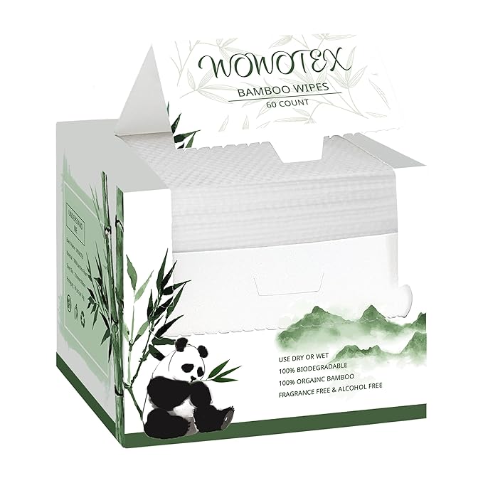 Bamboo Viscose Disposable Face Towel Biodegradable Large Dry Face Wipes 120 Count Extra Thick Soft Clean Facial Towels for Sensitive Skin, Makeup Removing, Facial Cleansing