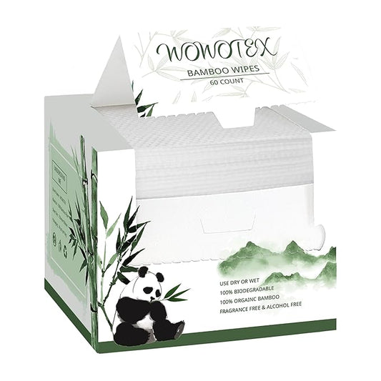 Bamboo Viscose Disposable Face Towel Biodegradable Large Dry Face Wipes 120 Count Extra Thick Soft Clean Facial Towels for Sensitive Skin, Makeup Removing, Facial Cleansing