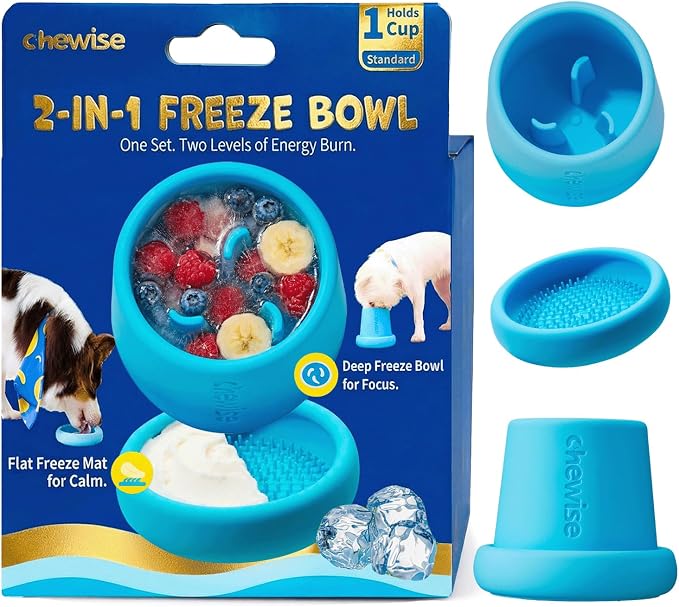 2-in-1 Dog Freezer Bowl & Licking Mat, Frozen Dog Treat Toy