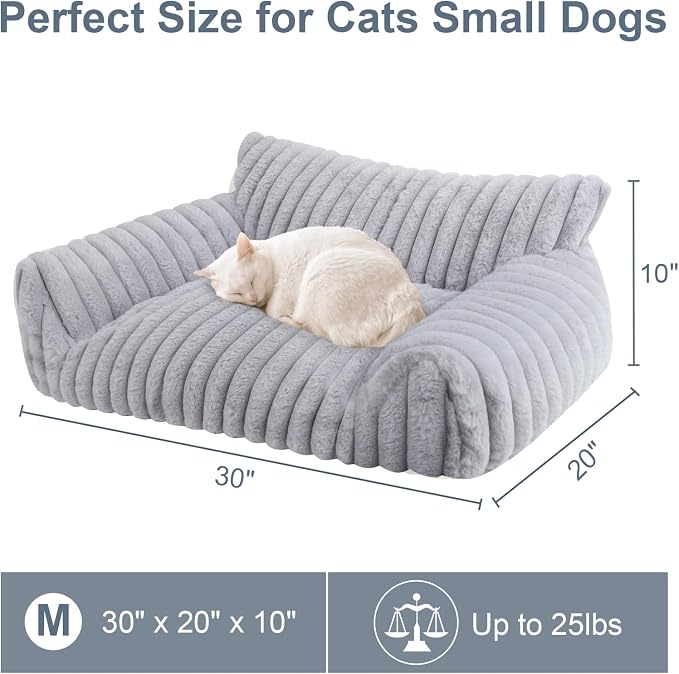 Dog Beds for Small Dogs, Cat Dog Couch Bed for Indoor Cats, Dog Sofa,M,Grey | Dog Couch Bed with Removable Washable Cover,Cute Fluffy Pet Sofa Cat Couch Bed,Washable Dog Bed Medium Large Size Dog