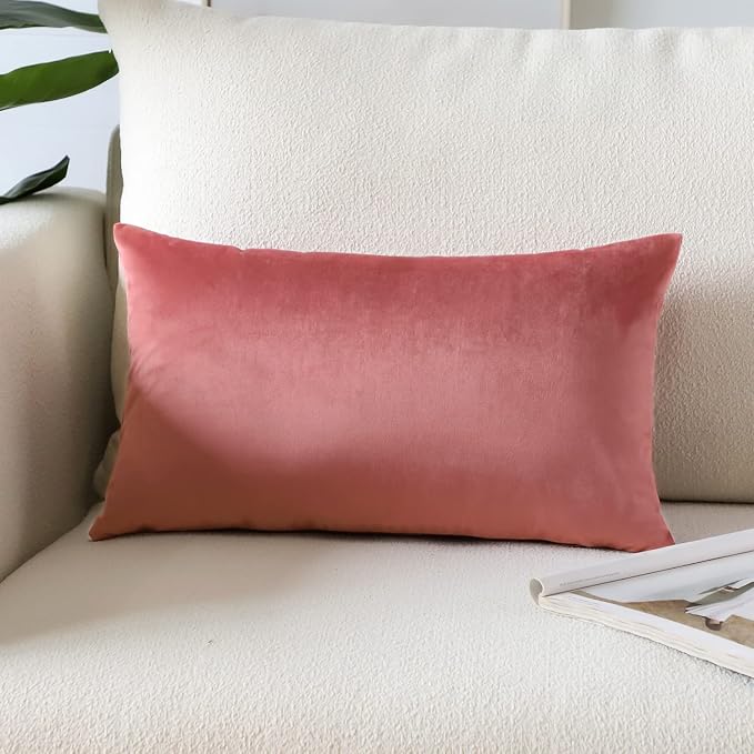 Artscope Luxury Velvet Pillow Covers Super Soft Decorative Square Throw Pillow Covers Case Cushion Covers for Sofa Couch Bedroom Car Decor 12x20 Inch Jam