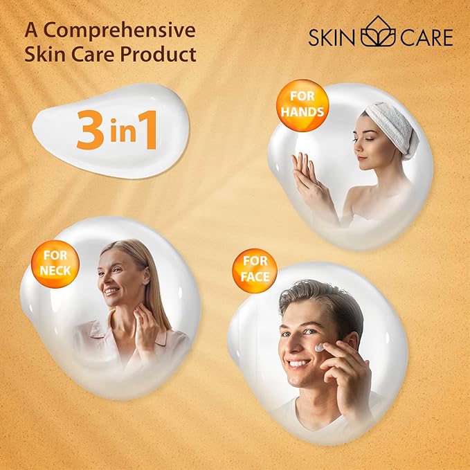 Skin Care 24K Gold & Collagen 3-in-1 Moisturizer Face Cream, Neck and Hands - Treatment for Crepey Texture, Wrinkles and Sagging - Daily Lotion for All Skin Types - 16.9 fl. oz.