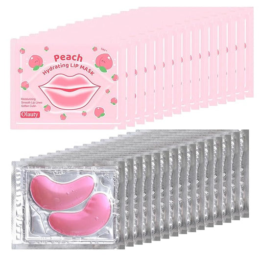 Xiuxixu 30 Pairs Lip Masks & Eye Masks,Collagen Under Eye Patches For Puffy Eyes Dark Circles,Lip and Eye Mask Bulk for Women,Bachelorette Party Favors,Teacher Appreciation Gifts, Mothers Day Gifts
