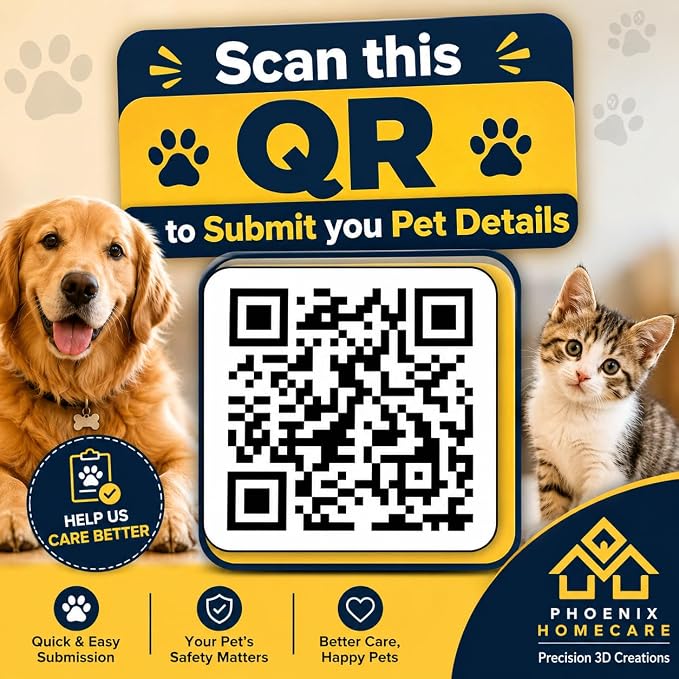 Phoenix Homecare Personalized QR Code Pet ID Tag for Dogs & Cats | Waterproof Smart Collar Tag | Custom Pet ID with Owner Contact, Emergency & Medical Information | No App Required