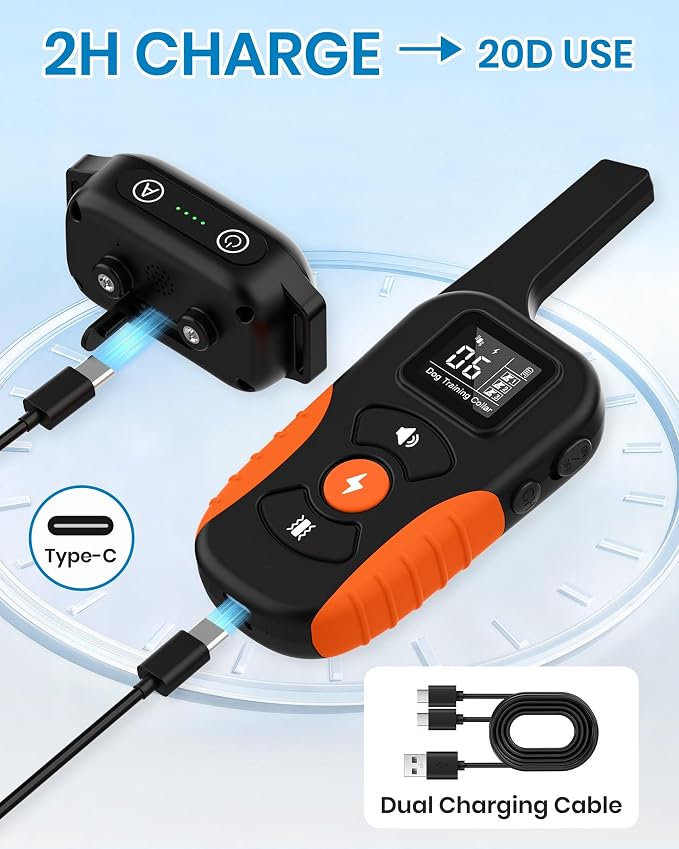 2-in-1 Dog Bark Collar with Remote - 3300FT Auto Anti-Bark, 5 Sensitivity & 9 Beeps, IP67 Waterproof Training Shock Collar for Medium Large Dogs 40-150 lbs - Stop Barking, Jumping & Digging