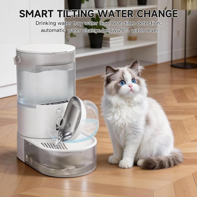 Cat Water Fountain No Filter Automatic Dispenser for Cats Filterless 3.8L | Wireless Stainless Steel Cordless Pet Indoor Catit Bowl Dogs Bowls Wastewater Separation Smart Large Rechargeable Small Dog