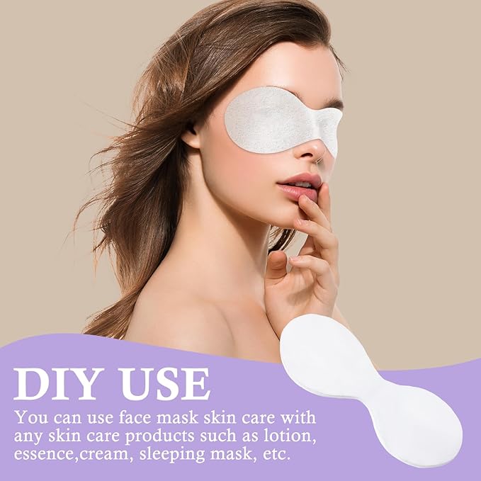 100Pack Disposable Eye Mask, Cotton Disposable Eye Mask, White Cotton Pads for Facial Treatments, Travel and Relaxation