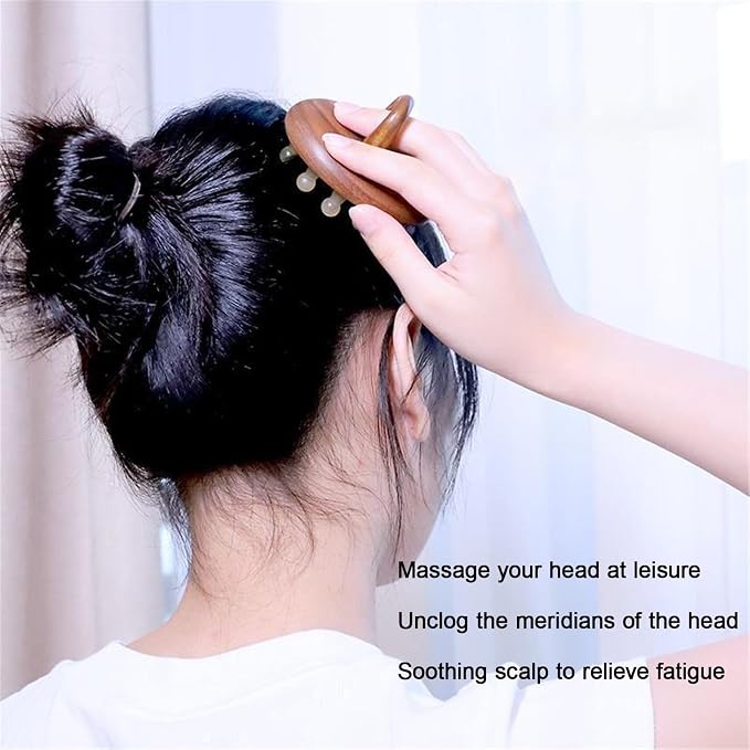 Multifunctional Wood Therapy Massage Tools Meridian Pressure Brush & Cellulite Brush for Scalp Stimulation Body Shaping & Muscle Recovery(7 Nails-Set)