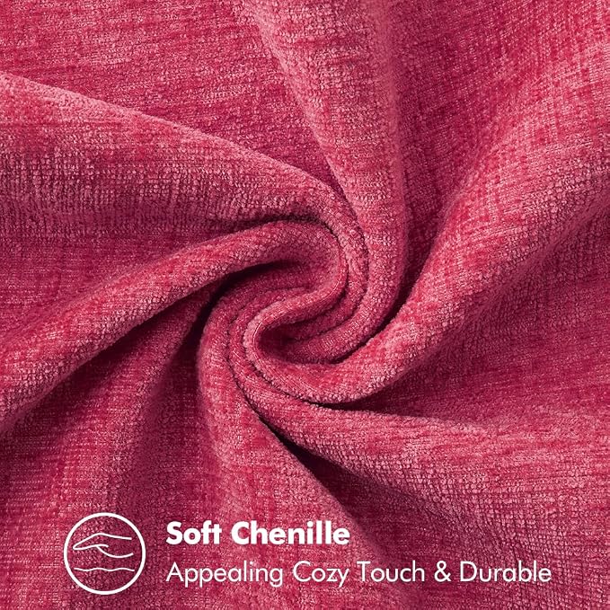 MIULEE Decorative Couch Throw Pillow Covers 20x20 Inch Hot Pink 2 Pack | Farmhouse Pillow Covers with Stitched Edge, Soft Chenille Cushion Cases, for Sofa Bed Living Room Home Decor