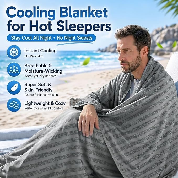 Guohaoi Cooling Blanket for Hot Sleepers and Night Sweats 90"x108" King | Arc-Chill Q-Max >0.5 Cool Fiber,100% Oeko-Tex Certified Lightweight Summer Blanket for Travel/Outdoor Ultra Cold Breathable