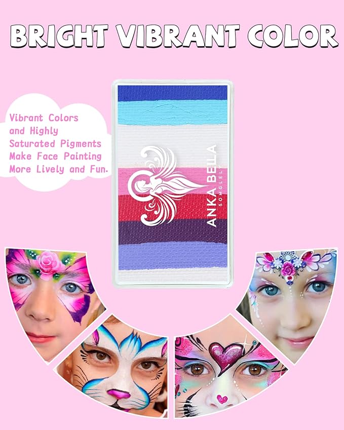 Anka Bella Professional Water Activated Rainbow Cake Face Paint（Magical Fairy）50gm,Hypoallergenic, Non-Toxic,Face Body Painting Makeup