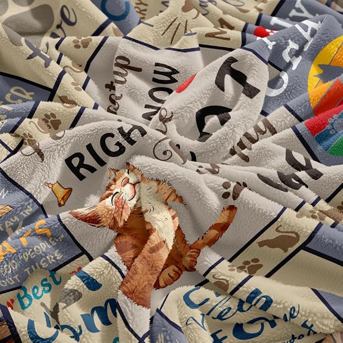 Cat Gifts for Women, Cat Lover/Mom/Lady Gifts Throw Blanket 50"x60" | Cat Blanket for Women, Cat Themed Gifts for Birthday/Christmas Soft Throw Blanket