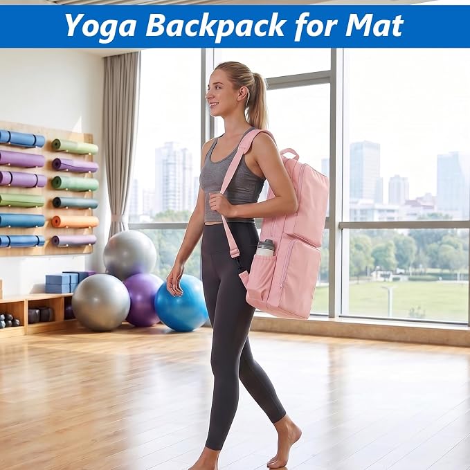 VISEMAN Yoga Mat Bag Carrier Waterproof Yoga Backpack with Multi Pockets, Lightweight Adjustable Yoga Bag for Mat, Yoga Blocks, Yoga Accessories