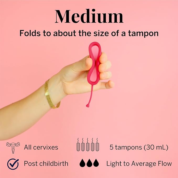 Pixie Menstrual Disc for Feminine Care - Ranked 1 for Best Tampon Alternative Period Disc - 100% Medical-Grade Silicone - Removes Like a Tampon - Wear 12 Hours - Capacity of 5 Tampons (Medium)