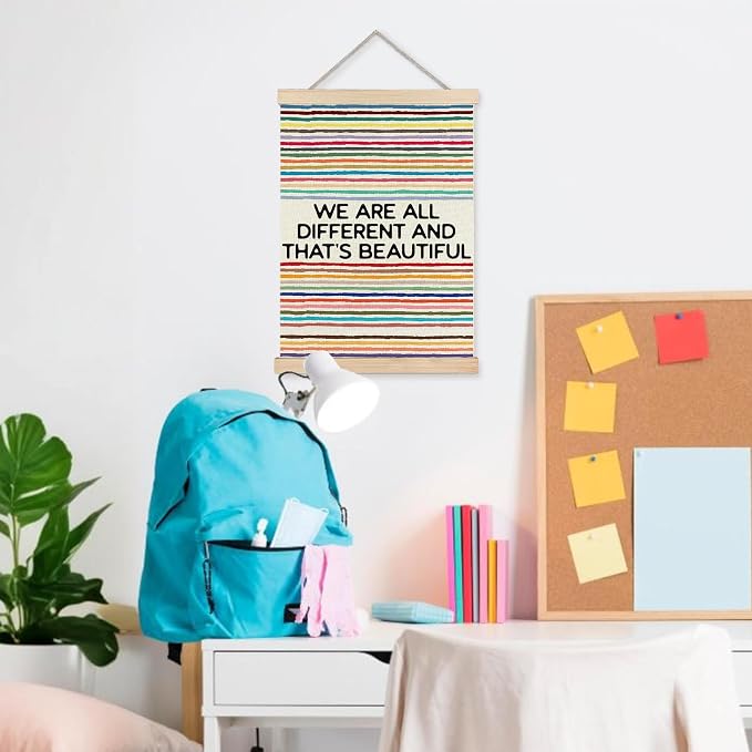 URLLUAE Rainbow Inspirational Wall Decor Posters for Classroom, Inspirational Equality Motivational Poster Hanger Frame for Vintage Classroom School Counselor Therapy Office Wall Decor, 12x16 Inch
