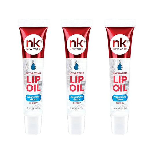 Nicka K Hydrating Lip Oil Nourishing Glass (CHERRY-3PK)