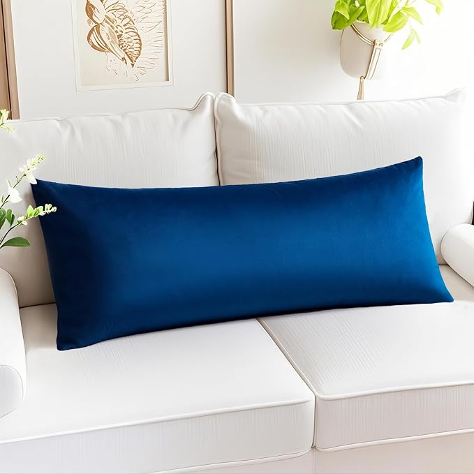 Artscope Luxury Velvet Lumbar Pillow Cover Super Soft Decorative Rectangle Throw Pillow Covers Case Cushion Covers for Sofa Couch Bedroom Car Decor 14x36 Inch Navy Blue