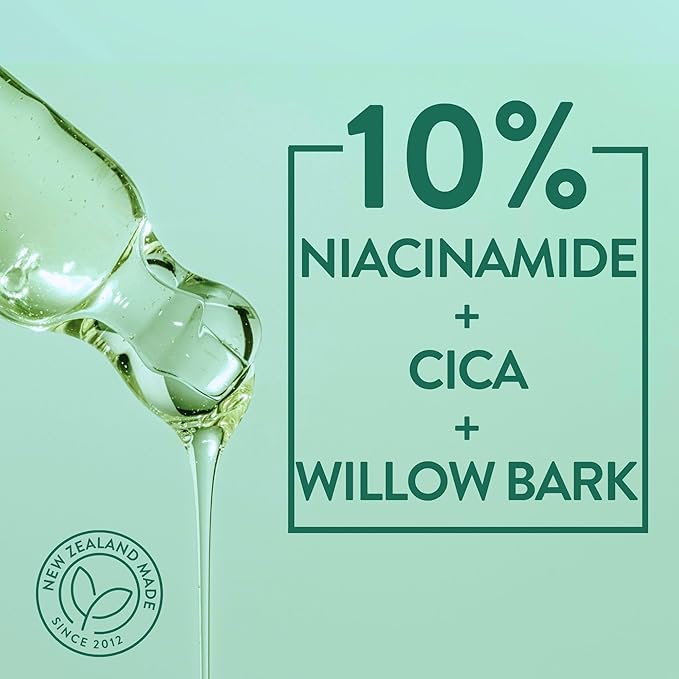 By Nature Calming Face Serum - Cica+10% Niacinamide+Willow Bark - Purifying Facial Serum with Cica Plant Extract & Texture Enhancing Niacinamide - Skincare from New Zealand - 1 fl. Oz