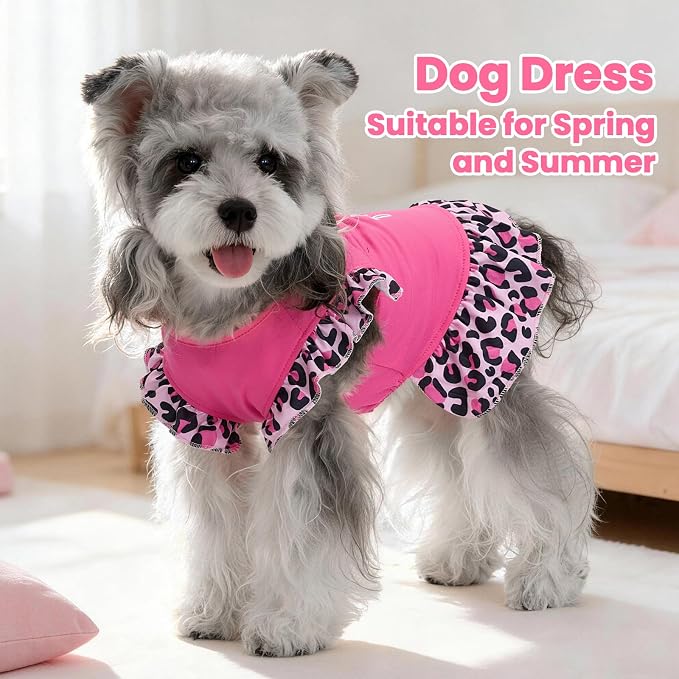 XPUDAC 4 Pack Cute Dog Dress for Small Dog, Floral Puppy Dress Sweet Girl Pet Skirt Outfits Colorful for Birthday Holiday Spring Summer Pet Clothes for Girls, XS