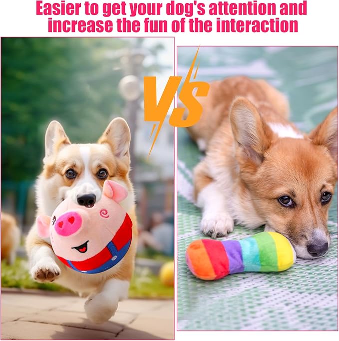 Interactive Plush Dogs Toys, Interactive Puppy Toy Bouncing Rolling Dogs Ball Remote Control Dog Toy with Music, Self Moving Pet Toys for Small/Medium/Large Bored Dog to Keep Them Busy(Pig)