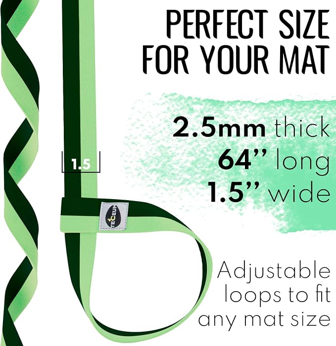 TECEUM Yoga Mat Strap – Extra Soft & Thick Cotton Carrier for All Mats | Adjustable Skin-friendly & Non-Slip Mat Holder Sling in 30+ Colors [Mat Not Included]
