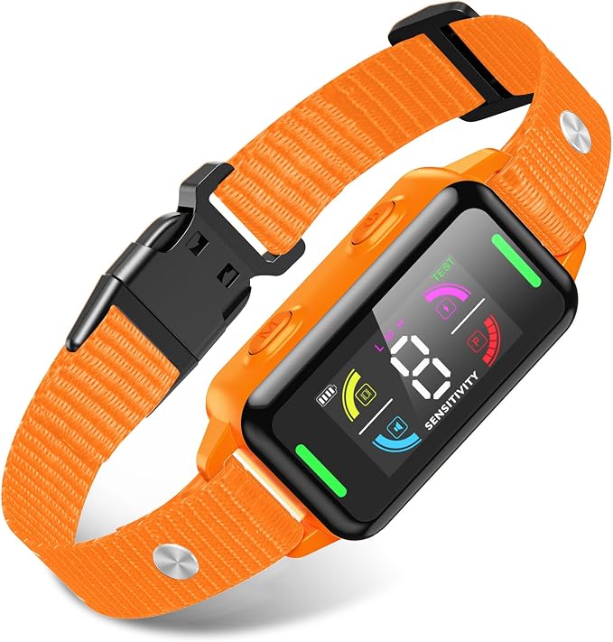 Bark Collar for Small Dogs 5-15lbs Automatic Anti Bark Collar with Dual Sensor Technology, 4 Safe Modes, Waterproof IP67, Rechargeable Shock Collar for Small Dogs No Remote (Orange)