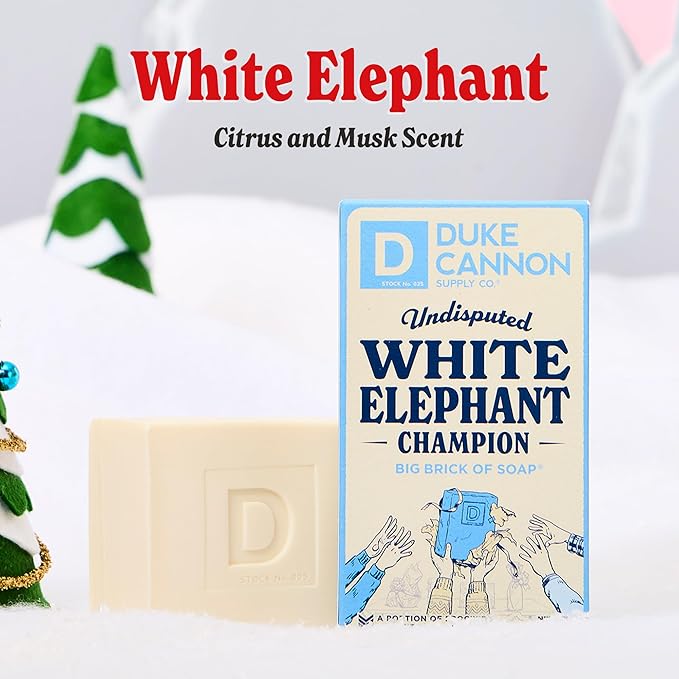 Duke Cannon Supply Co. White Elephant Bar Soap - 10oz Large Soap Brick with Citrus Musk Scent - Holiday Gag Gift, Funny White Elephant Gift Idea 3 Pack