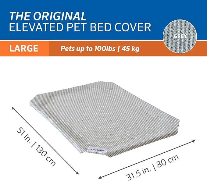 Coolaroo Original Pet Bed Replacement Cover - Grey - Large (43.5" x 31.5") (Pack of 3)