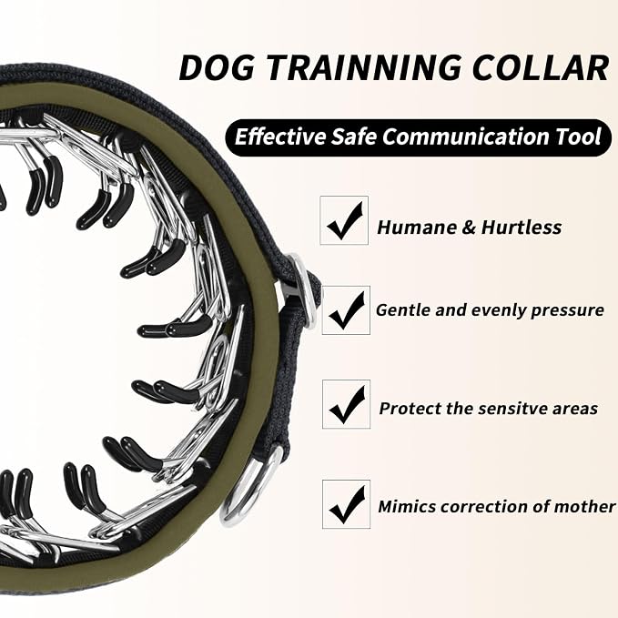 Martingale No Pull Dog Collar for Large Medium Small Dogs, Heavy Duty Nylon Reflective Adjustable Anti Pull Slip Collar with Buckle for Training Walking L Black Army Green
