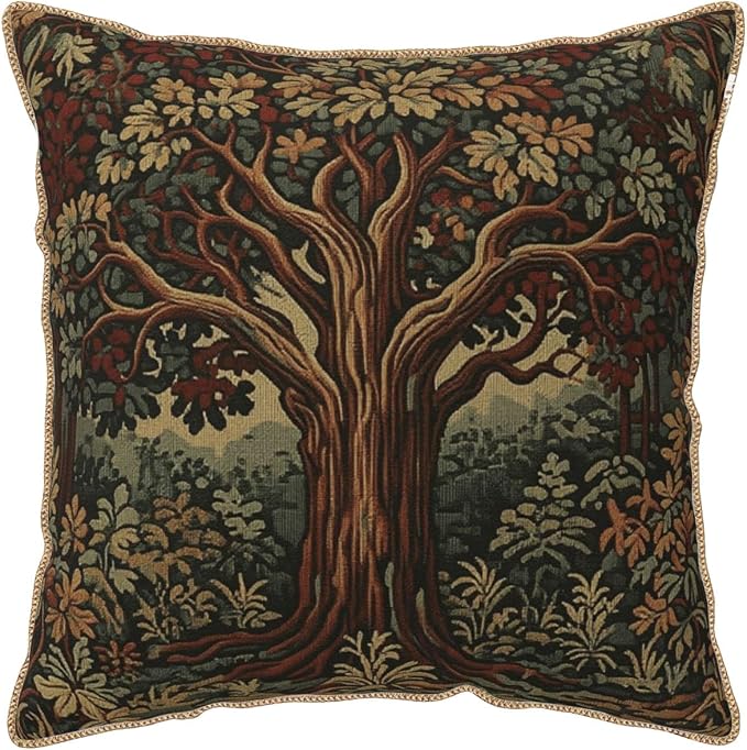 Vintage Forest Tree Velvet Pillow Covers 20x20 Inch Green Retro Tapestry Throw Pillows for Couch Cushion Covers Pillowcase Boho Farmhouse Pillow Cases for Sofa Bed Bedroom
