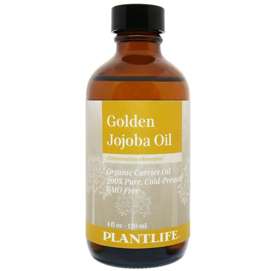 Plantlife Golden Jojoba Carrier Oil - Cold Pressed, Non-GMO, and Gluten Free Carrier Oils - for Skin, Hair, and Personal Care - 4 oz