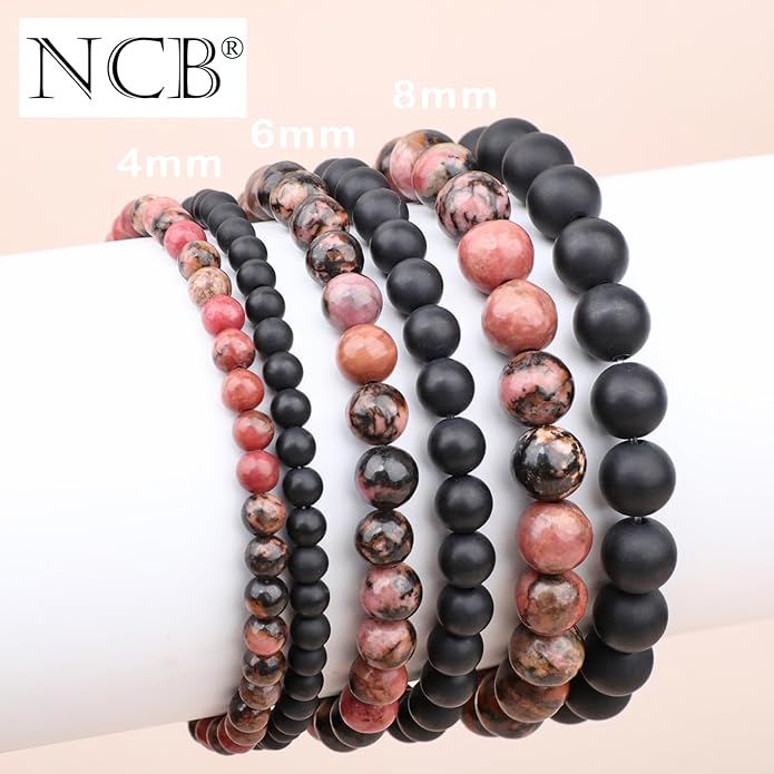 NCB 2.3-Piece 4mm Natural Crystal Gemstone Stretch Bracelets – Handmade Reiki Energy Healing Jewelry for Meditation,Yoga, Unisex
