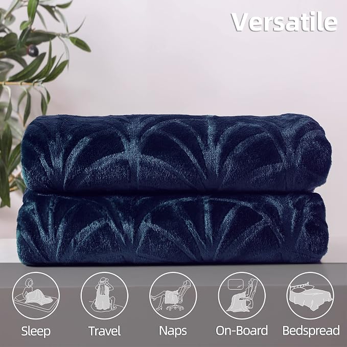 Whale Flotilla Soft Flannel Fleece Bed Blanket Queen Size, Navy Blue | Cozy Lightweight Breathable Coverlet, Plush Fluffy Bedspread, Vintage Pattern Decorative Blanket for Bed, All Season, 90"x90"