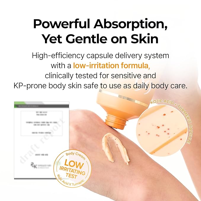 Dr.Melaxin Kojic Acid Turmeric Body Cream with Ceramides, Brightening Body Moisturizer for Dark Spots & Uneven Tone, Panthenol & Hyaluronic Acid for Deep Hydration, 7.05 oz