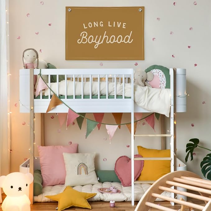 Long Live Boyhood Orange Fall Banner Boy Room Decor,Banner Flag Nursery Playroom Wall Decor for Boys Bedroom Living Room Dorm Toddler Decorations for Kid Banner Wall Hanging Flag Linen Banner 30x20