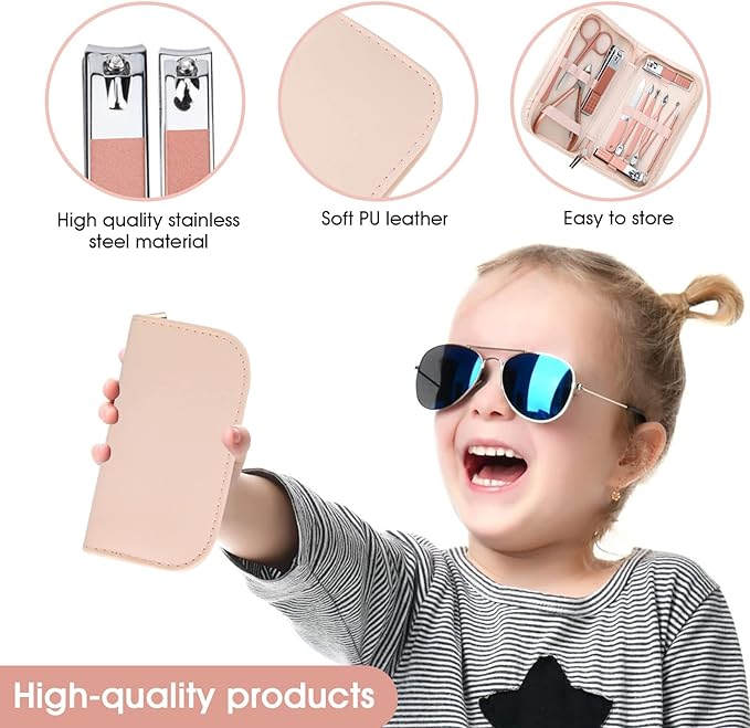 Nail Clippers & Beauty Tool Portable Set, Rose Gold Manicure Set, 12 in 1. | Martensitic Stainless Steel, Pink Leather Bag, Suitable for Home, Workplace, Outdoor Travel, Gift Giving, Salon.