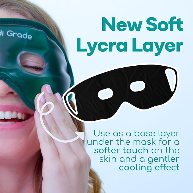 Medi Grade Cooling Gel Eye Mask for Puffy Eyes – Reusable Gel Eye Mask and Cooling Eye Pads with Thermo-Bag for Dark Circles and Morning/Night Skincare Routine – Reversible Cold Eye Mask