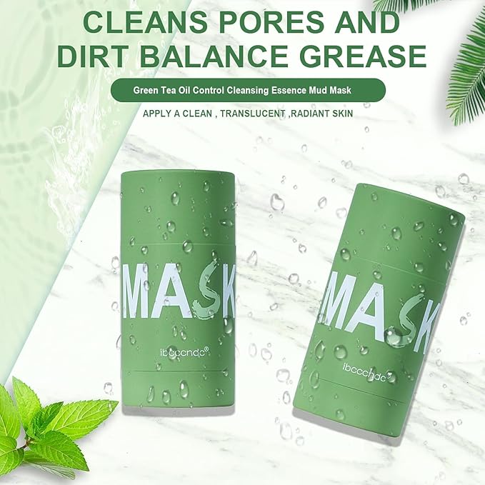 Green Tea Deep Cleanse Mask for Face,Blackhead Remover Face Mask,Poreless Deep Cleanse Mask Stick for Purifying,Moisturizing,Oil Control Reduce for Women and Men,2PCS
