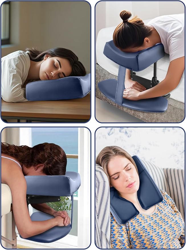 TOROKOM Adjustable Headrest Massage Kit, Face Pillow Cradle & Support Bracket, Hanging Arm Rest, Square Face Pillow for Sleeping Mattress Top(Blue)