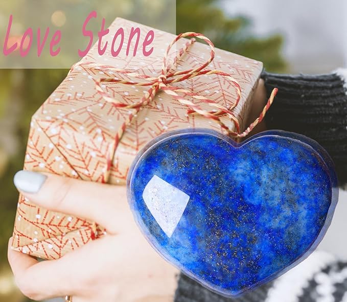 MAIBAOTA 45 mm Lapis Lazuli Stone Large Heart Stone Healing Crystals Natural Crystal Heart Reiki Gemstone Polished Heart Shaped Rocks Meditation Mothers Day Crystal Gifts for Mom Her