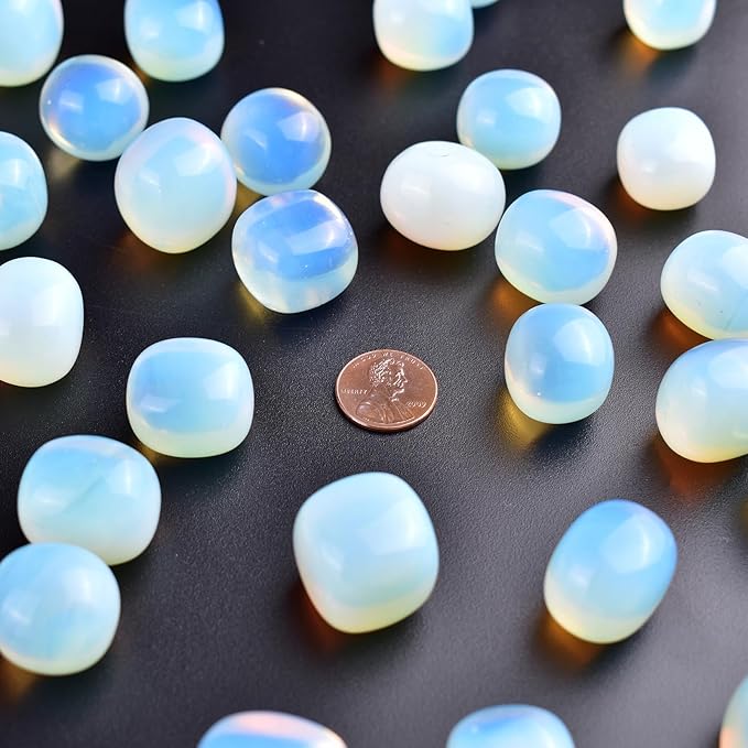 Polished Stone Set Opalite Crystals, 0.8" Handpicked Tumbled Gemstones Rocks, Pebbles for Reiki, Chakra, Healing, Home Decor