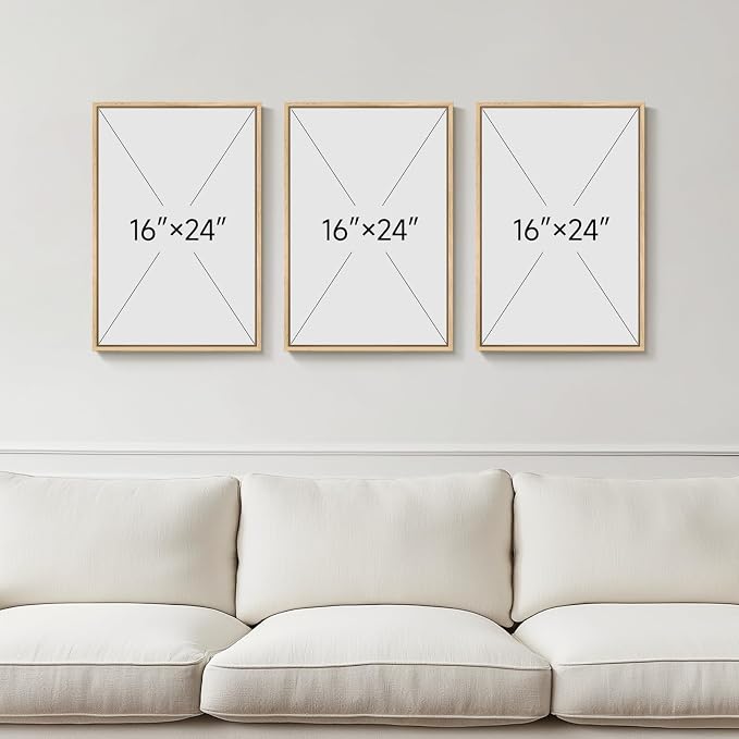 Framed Neutral Abstract Wall Art Set of 3, Modern Black and White Beige Canvas Prints Paintings Artwork for Walls, Minimalist Pictures for Bedroom, Living Room, Dining Room Wall Decor 16x24 In