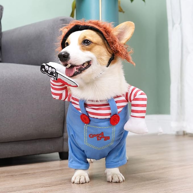 Pet Deadly Dog Costume, Cute Dog Cosplay Halloween Christmas Funny Pet Clothes Party Costume for Small Medium and Large Dogs (X-Large)