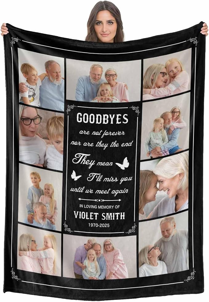 Custom Memorial Blanket with Photo - Sympathy Gift for Loss of Loved One